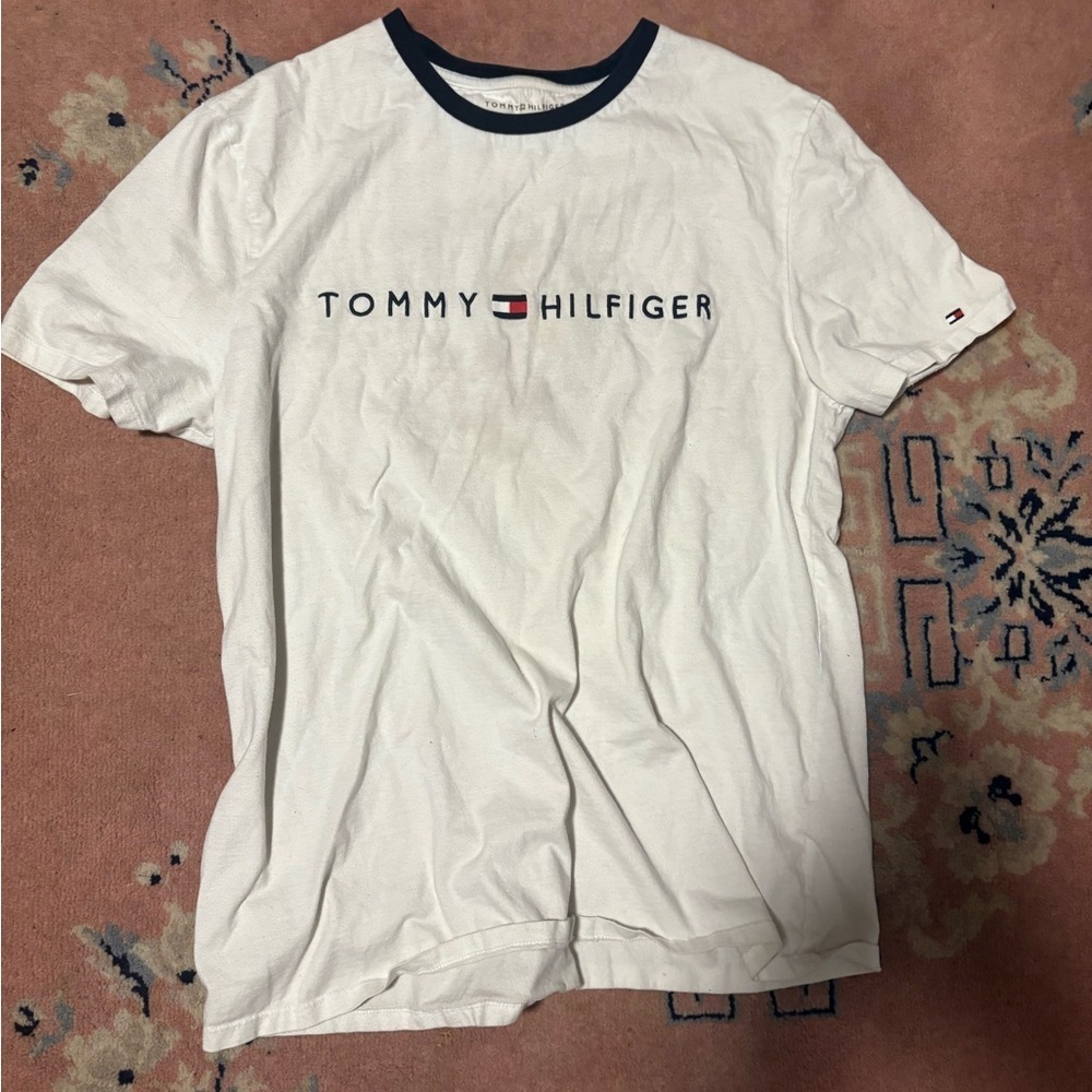 Tommy Hilfiger White Tee with Navy Trim